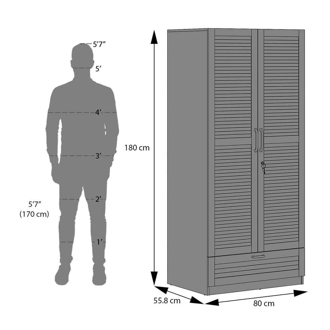 Bennis Engineered Wood 2 Door Wardrobe Without Mirror in White Finish