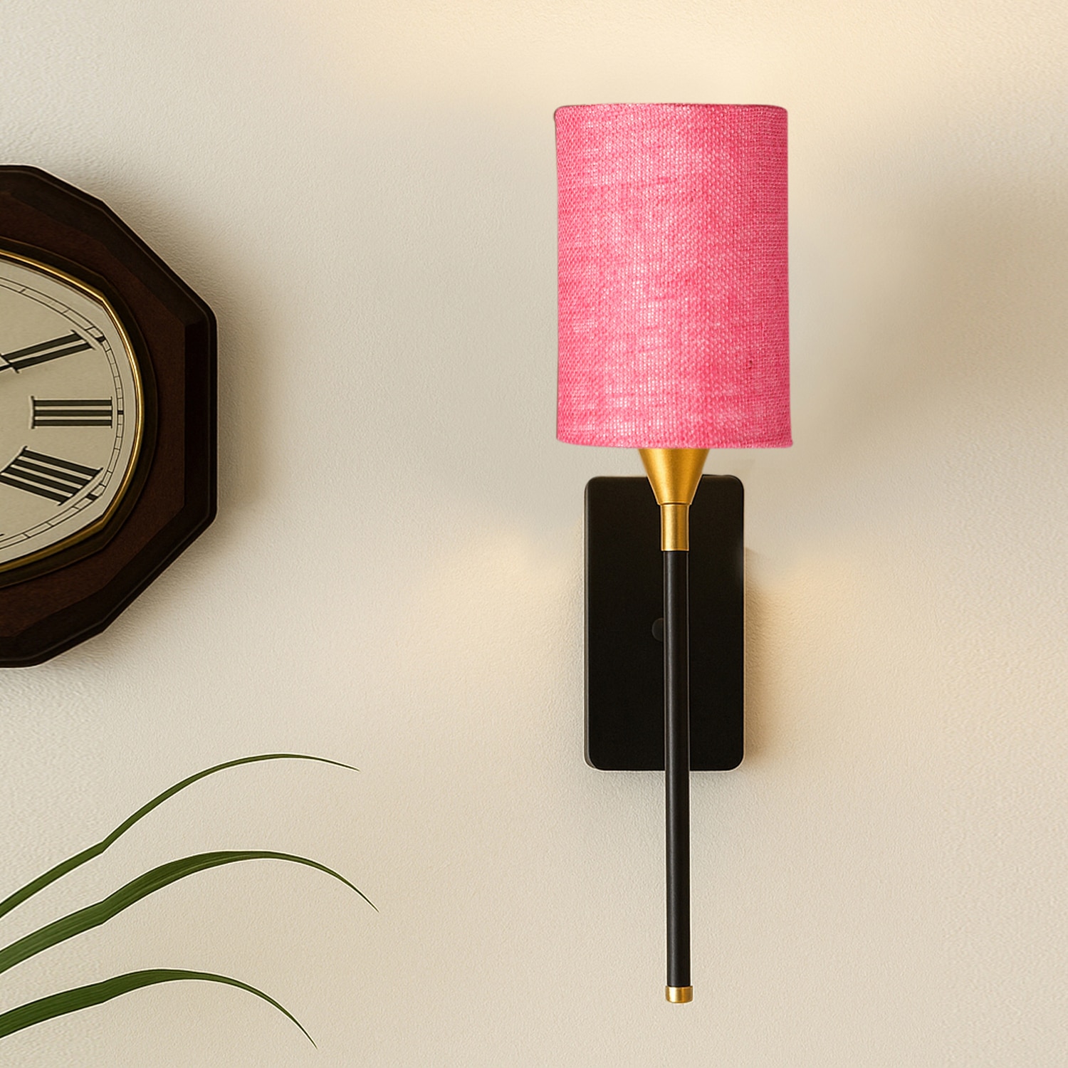 Devansh Metal Electric Wall Light in Black Colour with Pink Shade Count of 1 Light - Devansh