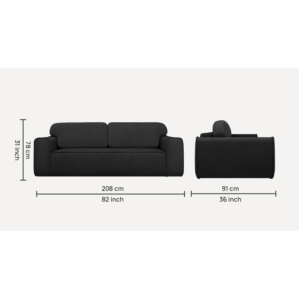 Parega 3 Pull Out Sofa Cum Bed In Black Colour
