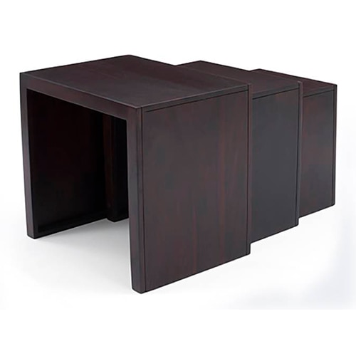 Hamilton Solid Wood Side Table Set of 3 in Mahogany Finish