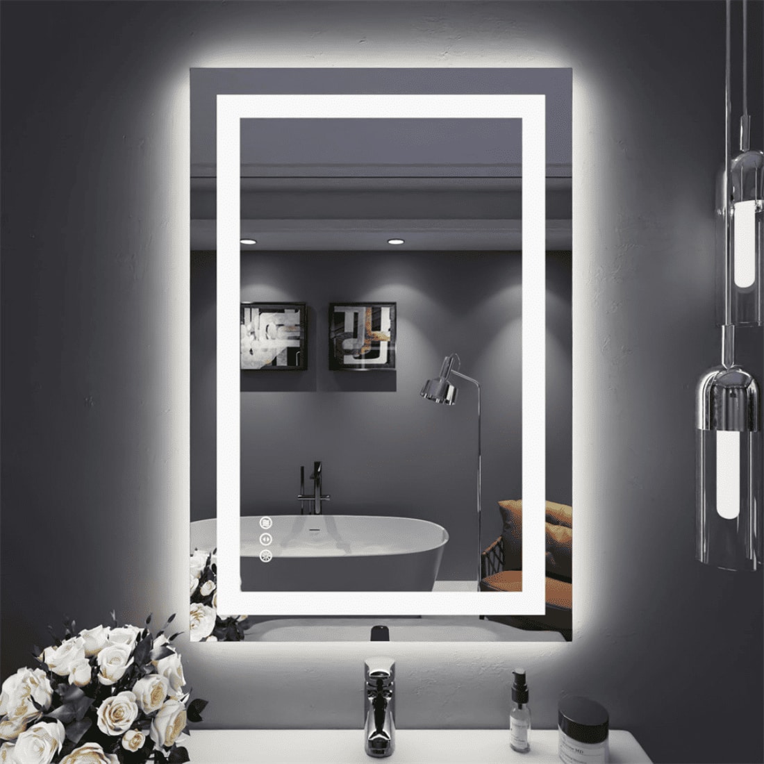 Rectangle  Vanity Mirror with Lights Modern LED Mirror