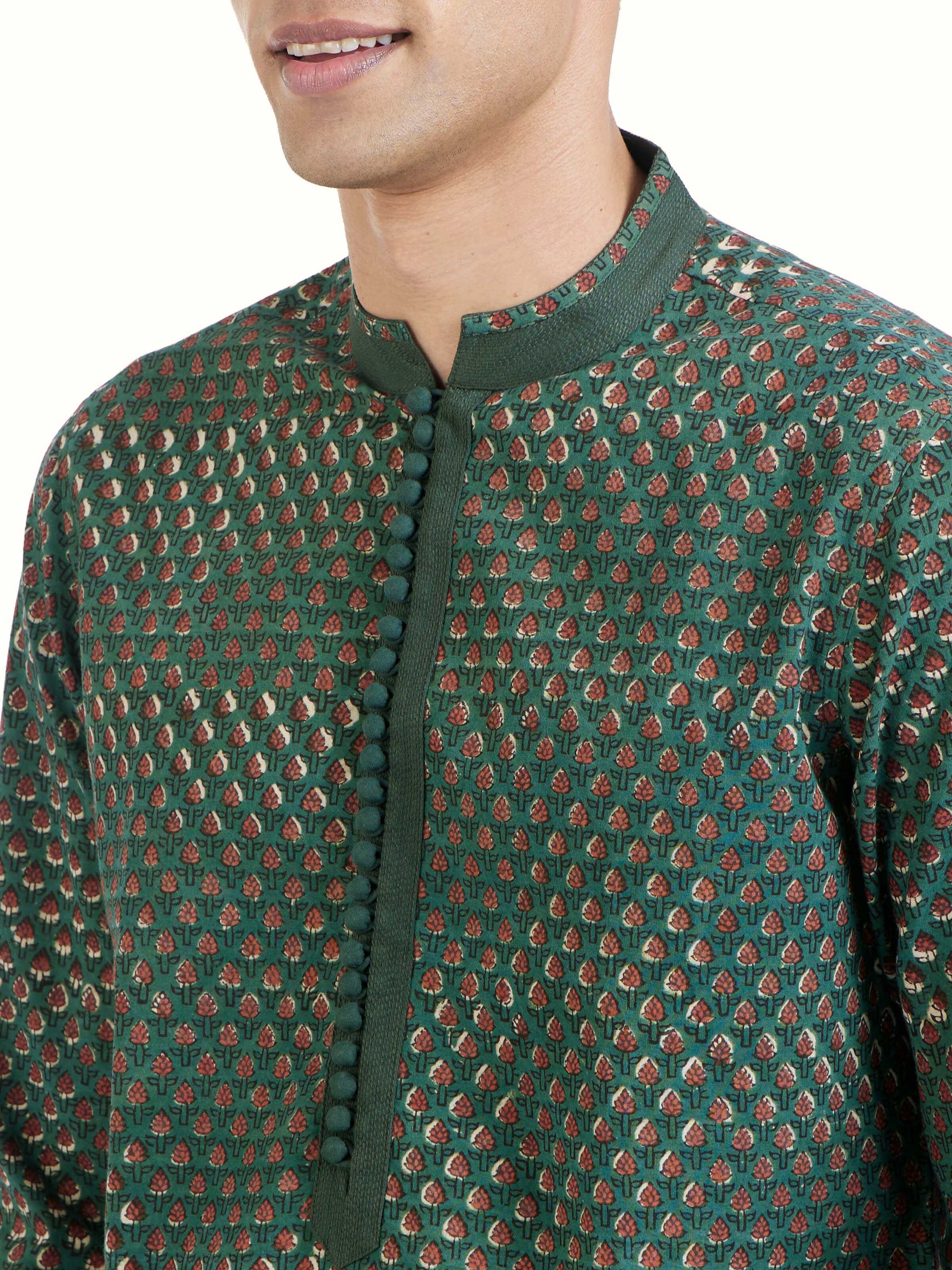 Back view emphasizing full length and pattern alignment