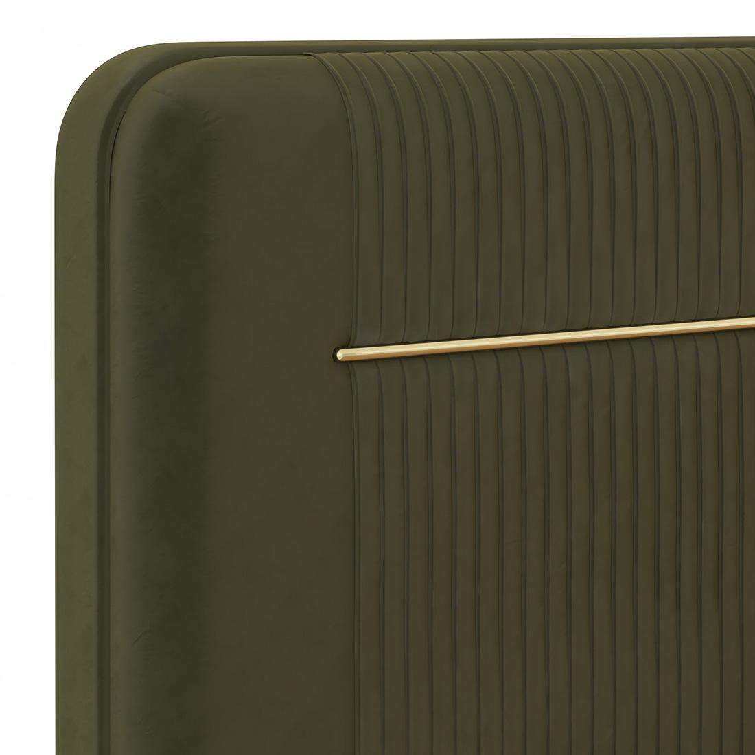 Milan Engineered Wood King Size Beds With Storage In Deep Olive Velvet