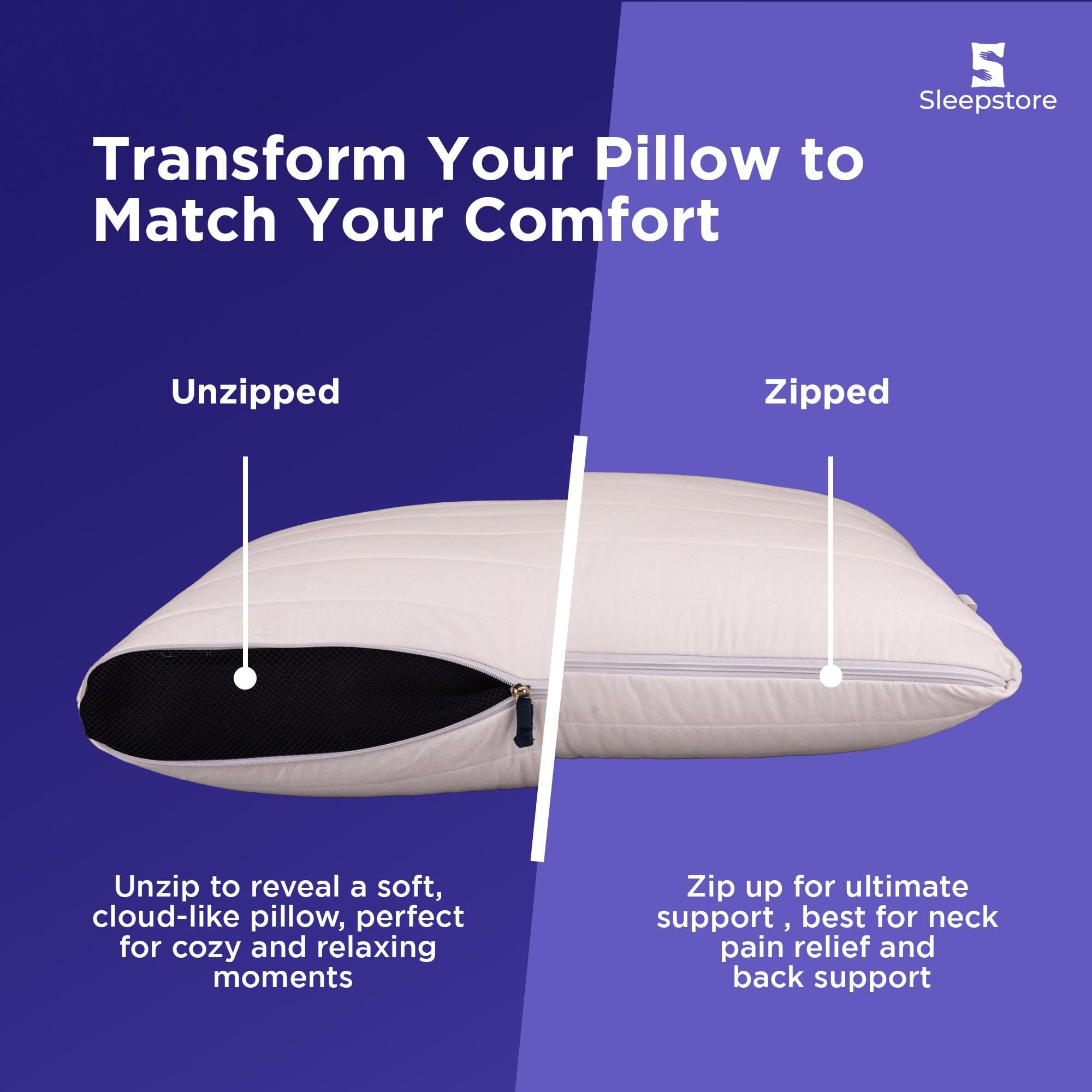 Granules Quilted Adjustable Comfort Pillow 27 X 18 Inches