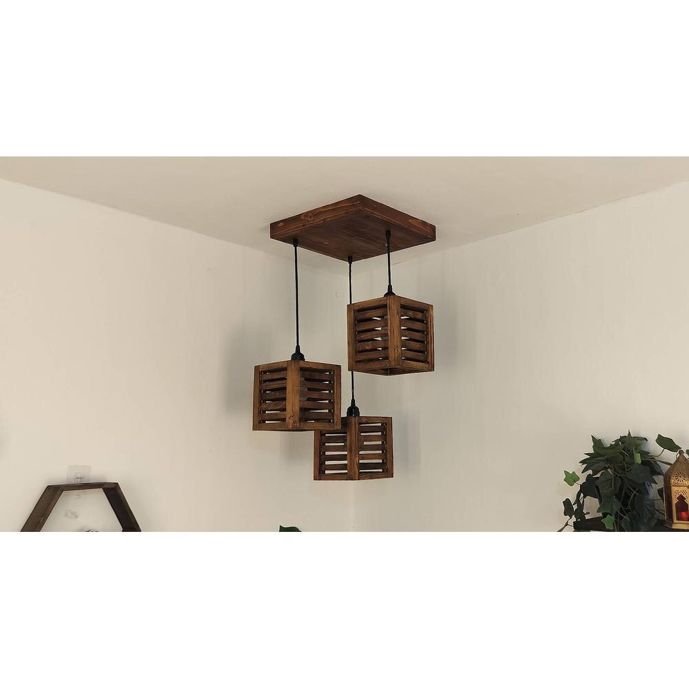Lyon Brown Solid Wood Cluster Hanging Light