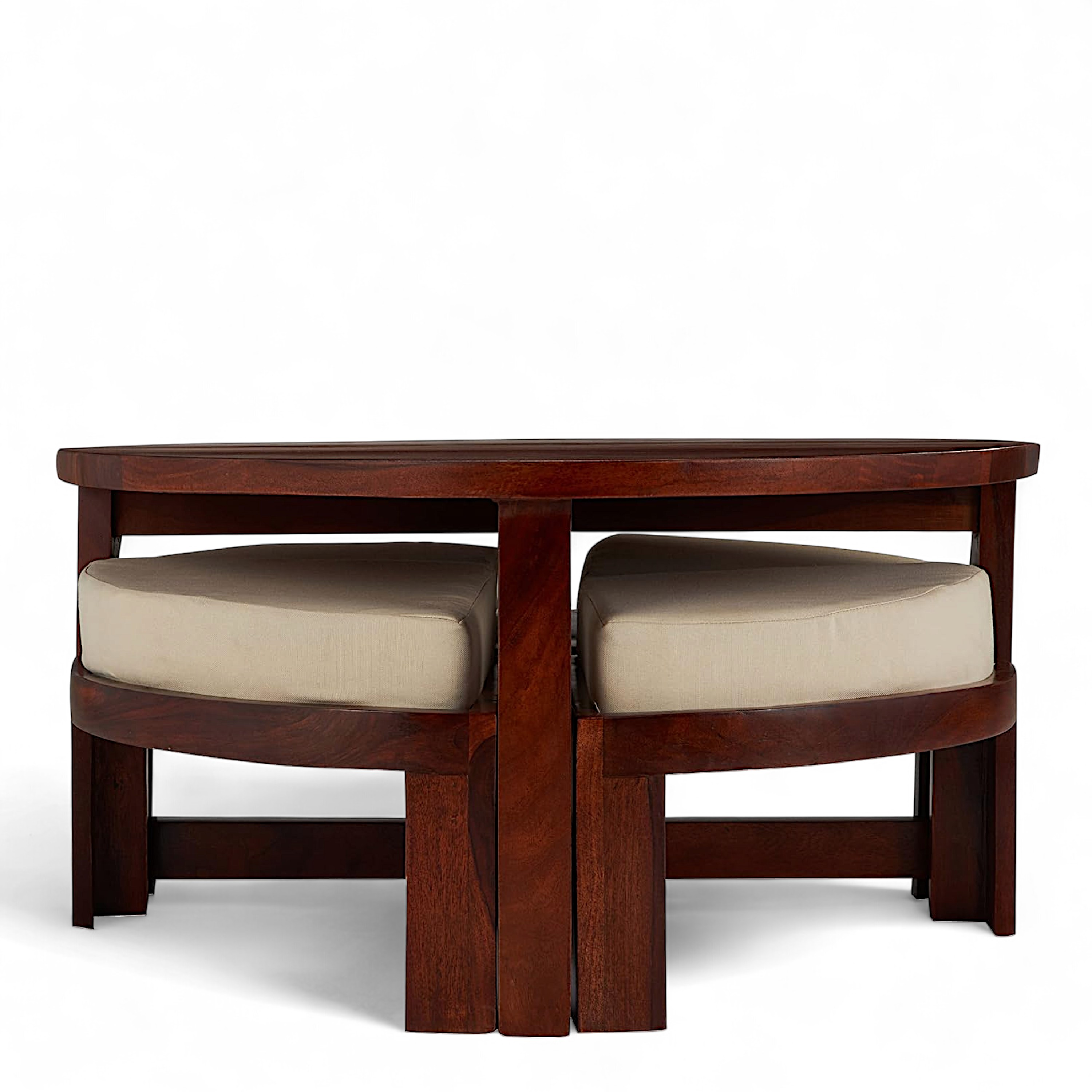 Nashville Sheesham Wood Accent Coffee Table Set With 4 Stools In Honey Finish