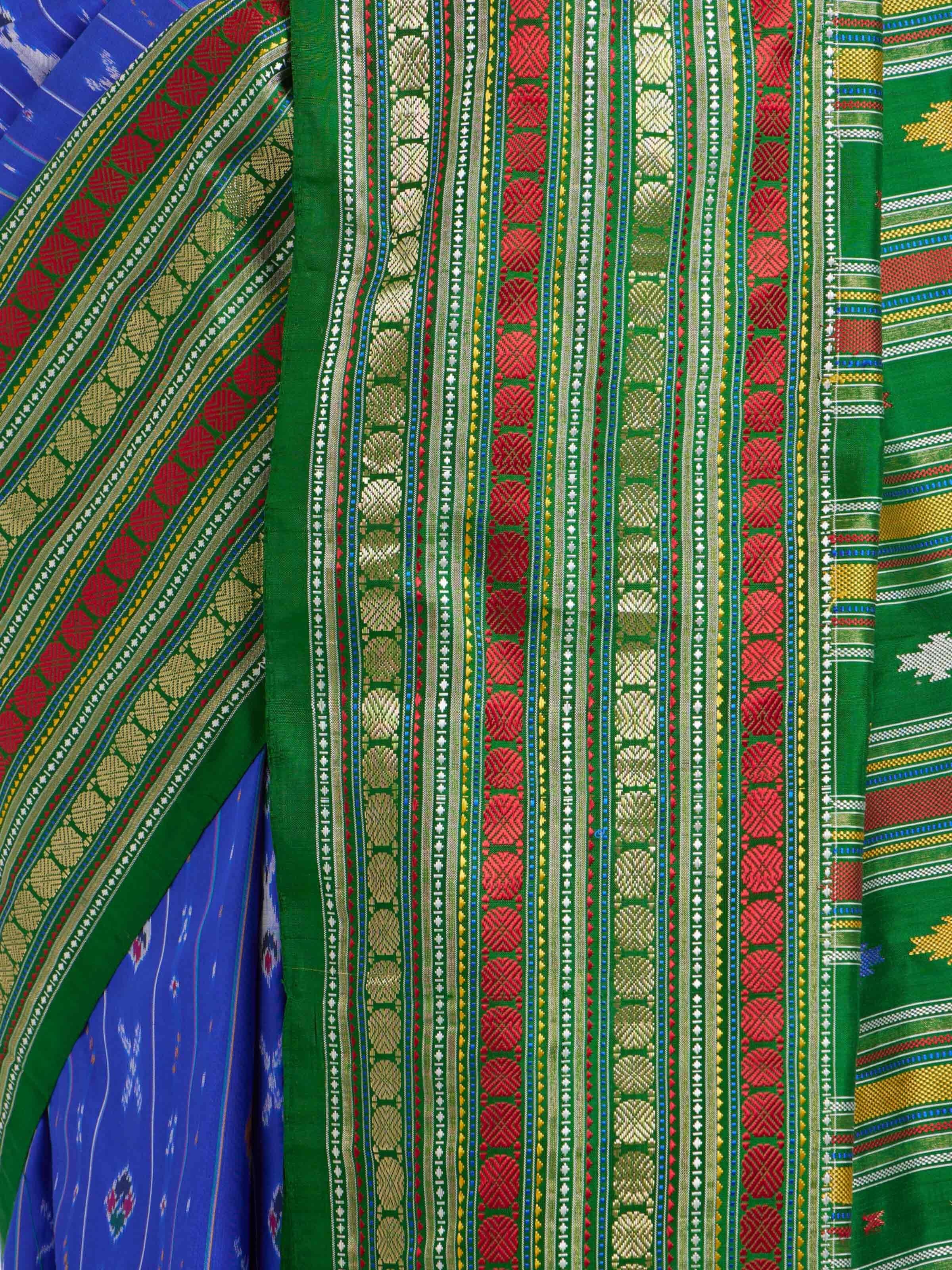 Blue Pochampally Single Ikat Saree