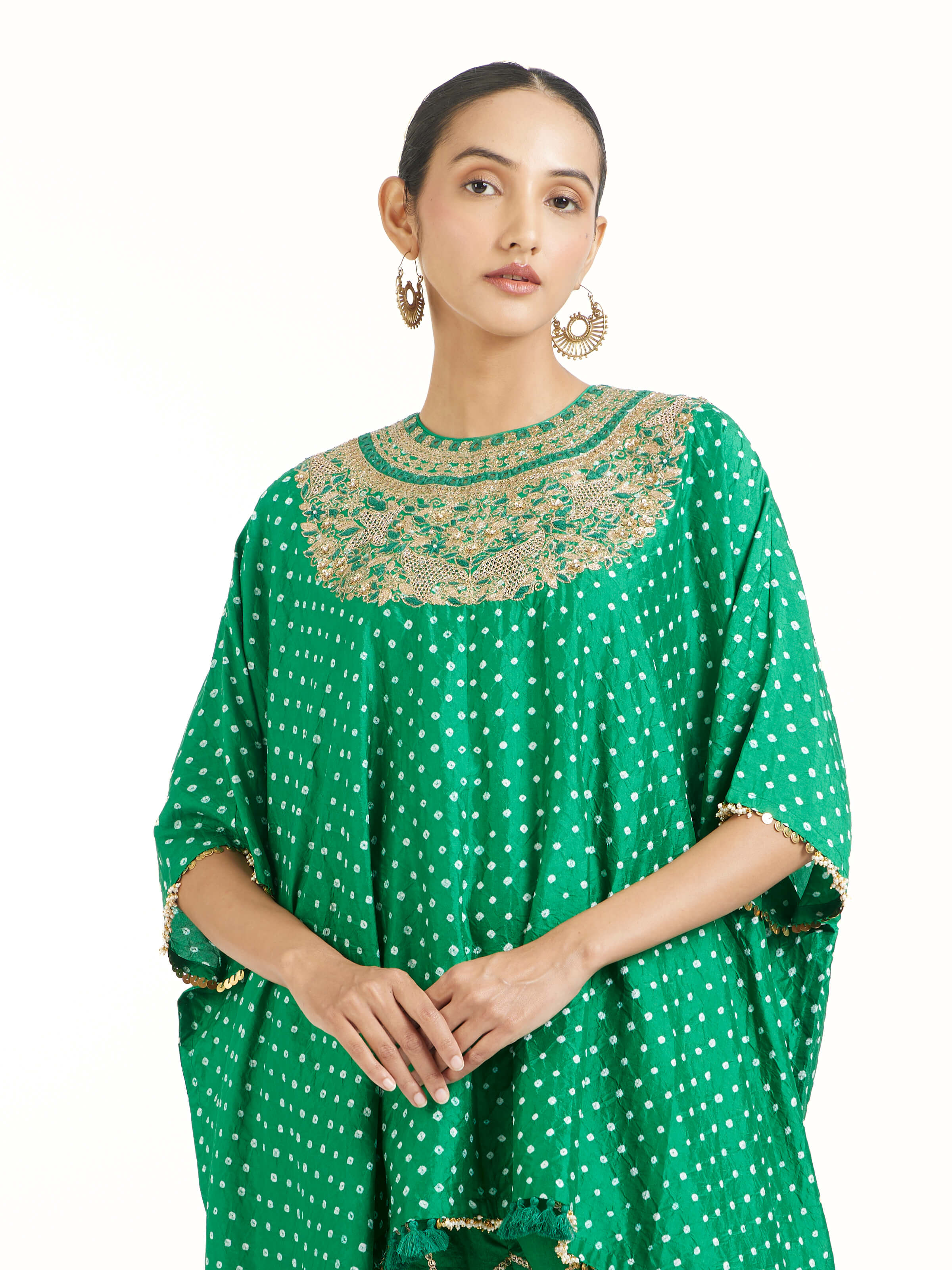 Emerald Green Silk Hand Embroidery Co-Ord Set