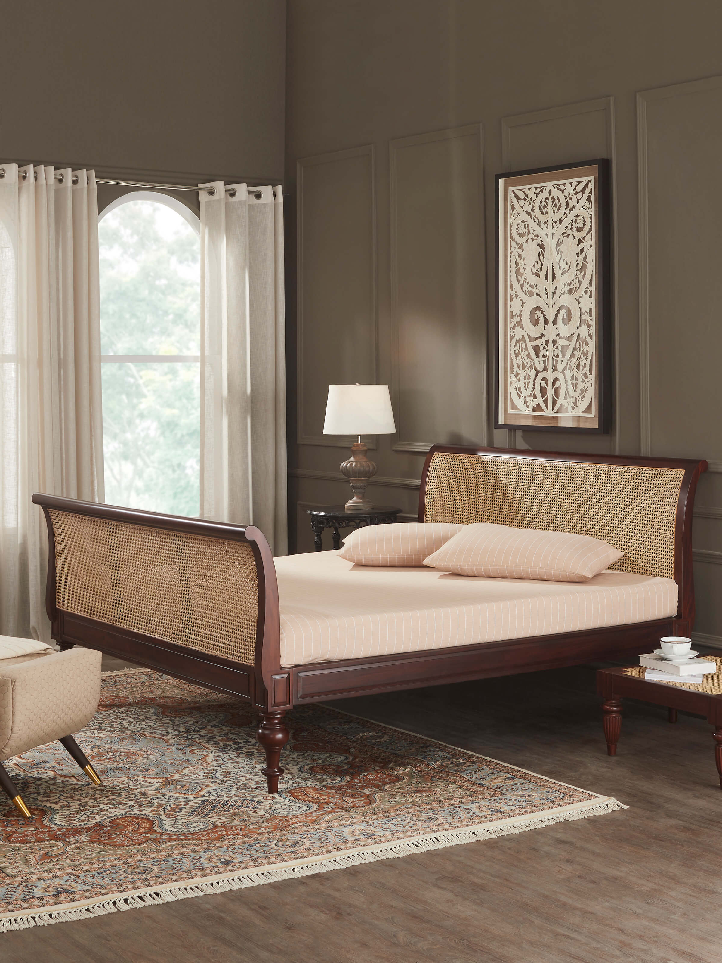 Mahogany Wood King-Size Bed