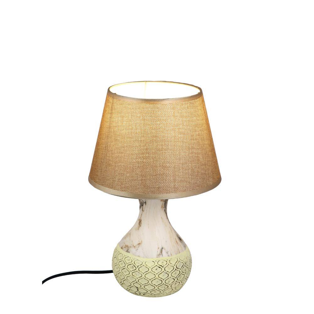 Cream Ceramic Table Lamp Brown Shade