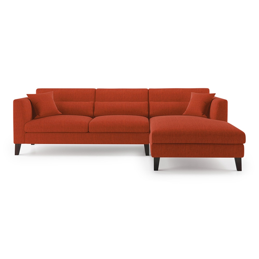 Lewis Sectional Sofa (Colour : Lava, Cushion : Soft, Seater : Right Aligned 3 Seater + Right Aligned Chaise) - Urban Ladder
