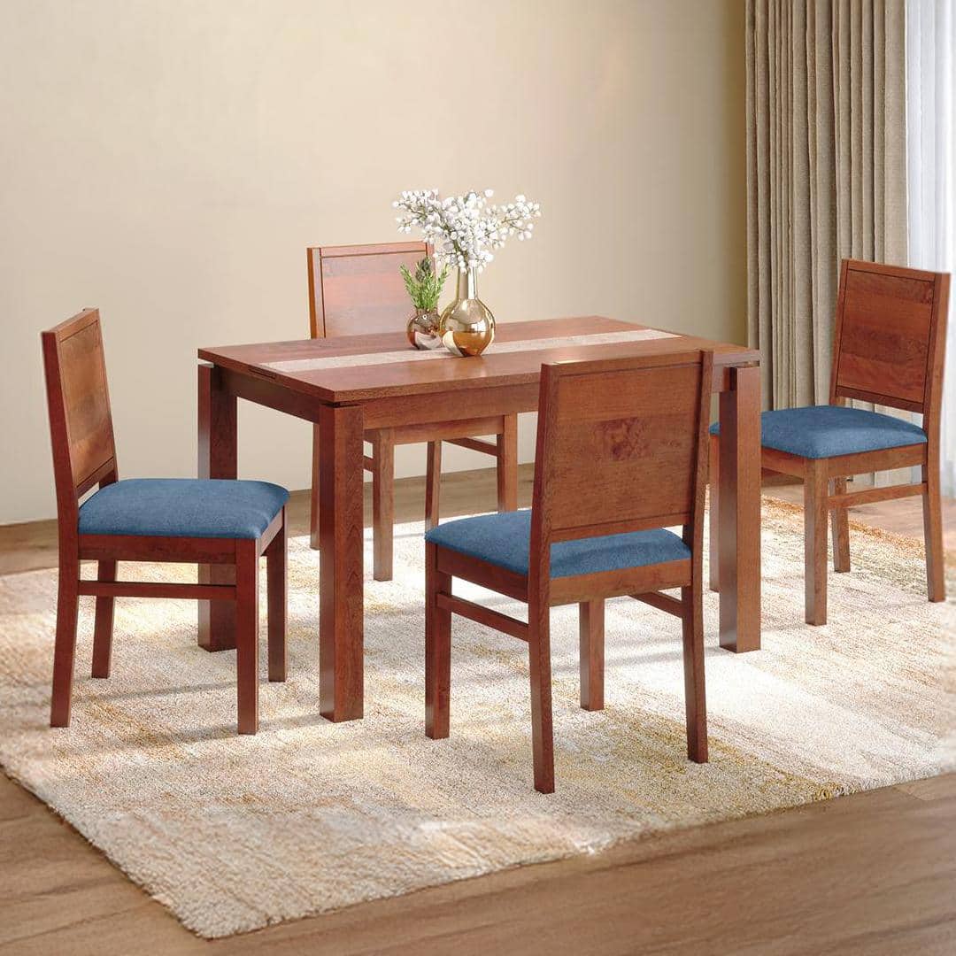 Atlas Crest Solid Wood 4 Seater Dining Table With Atlas Dining Chairs Set