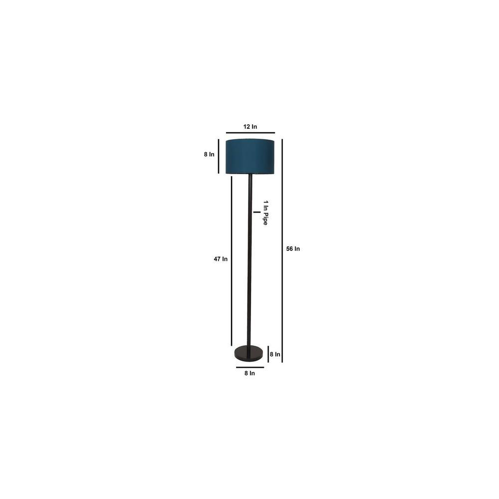 Waldo Blue Cotton Floor Lamp with Solid Wood