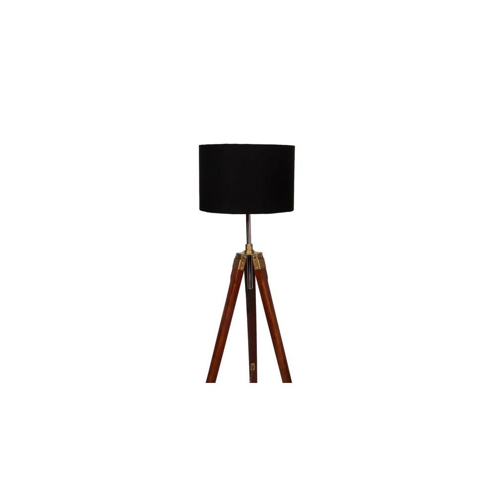 Poppy Black Cotton Floor Lamp with Metal