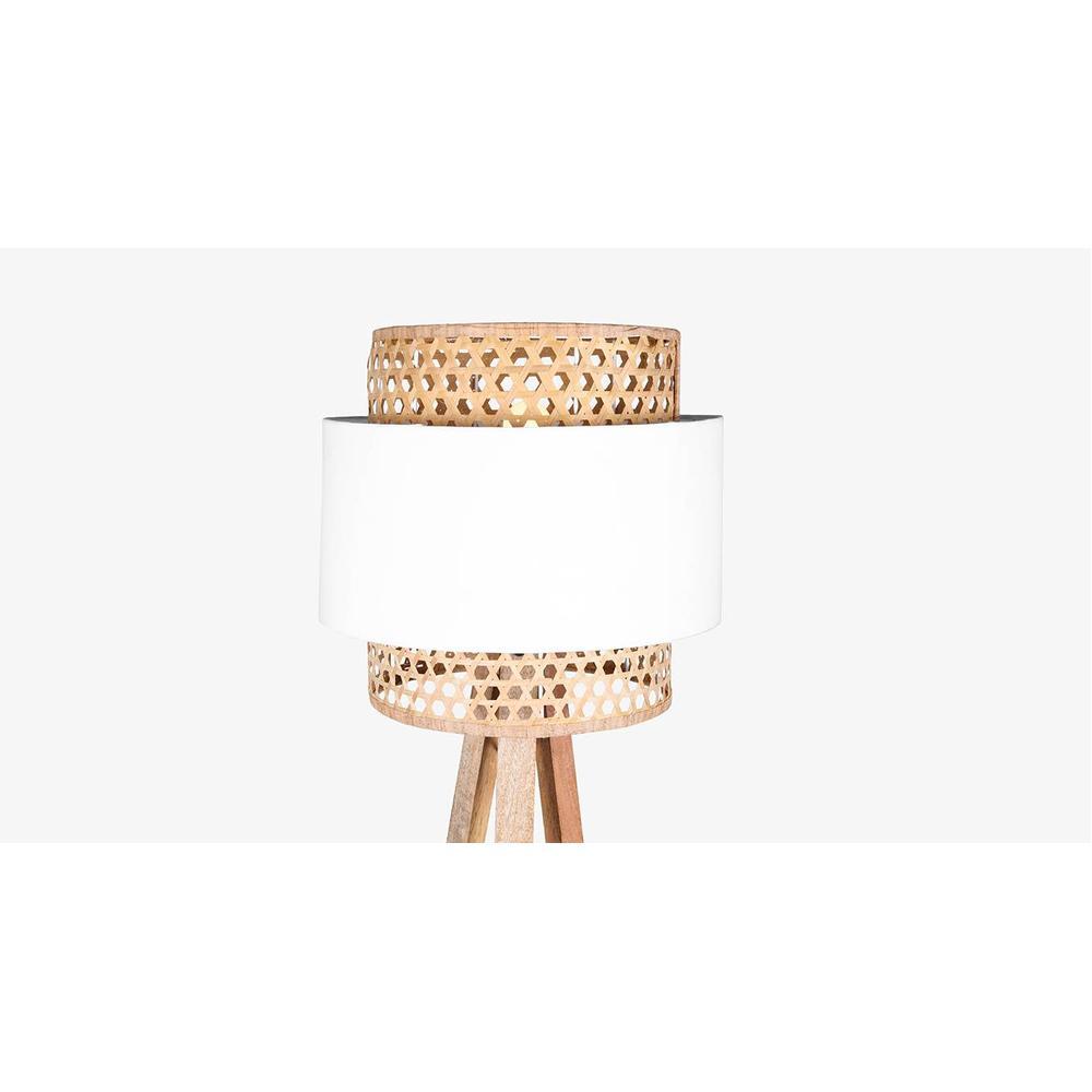 Fifi Natural & White Floor Lamp With Bamboo Base