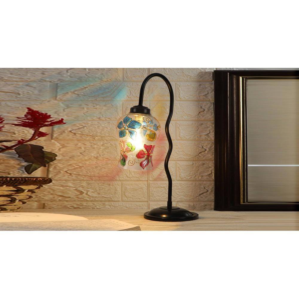 Multicolor Mosaic Glass Zig Zag Curvy Table lamp with Iron Base (EN09)