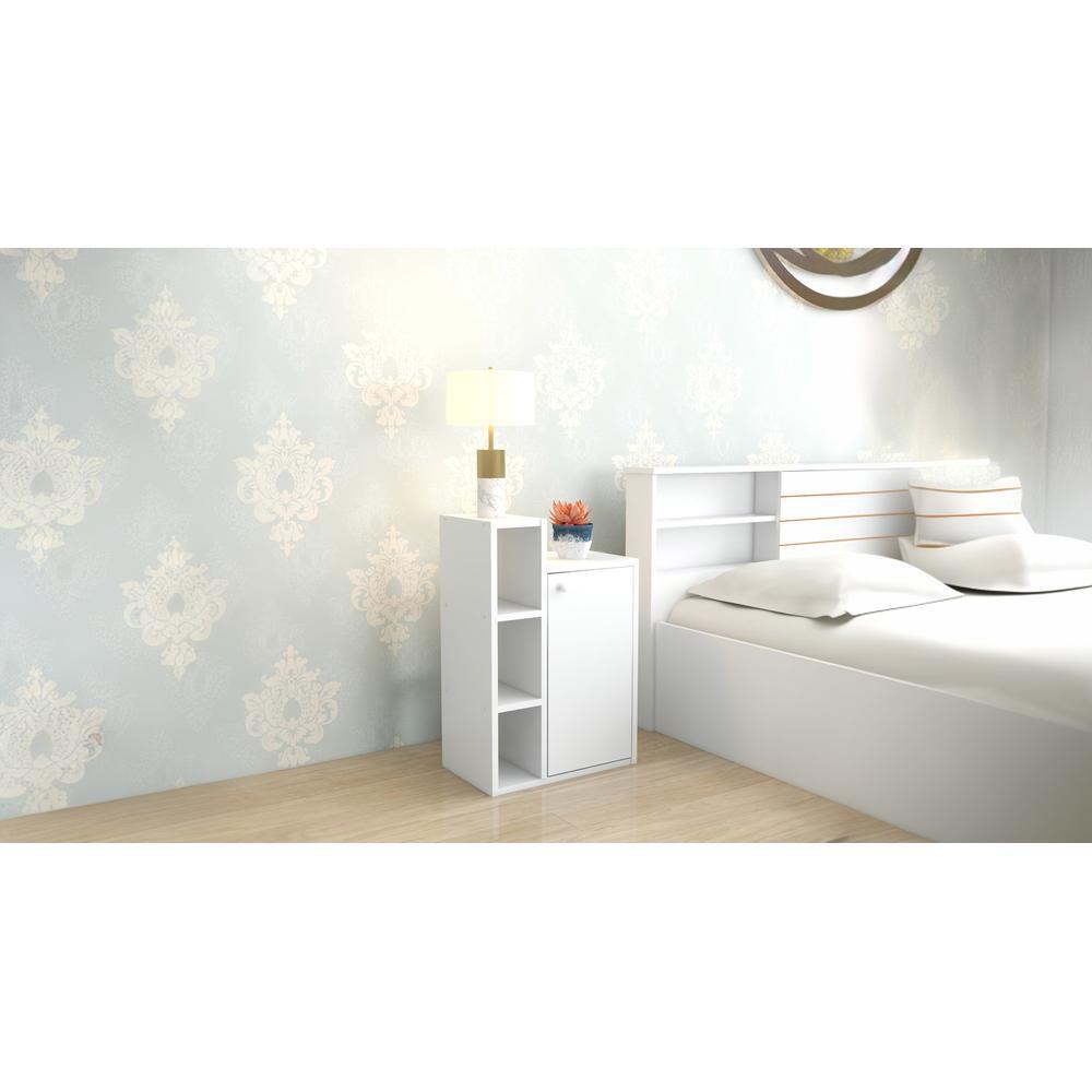Kairi Engineered Wood Bedside Table in White Finish