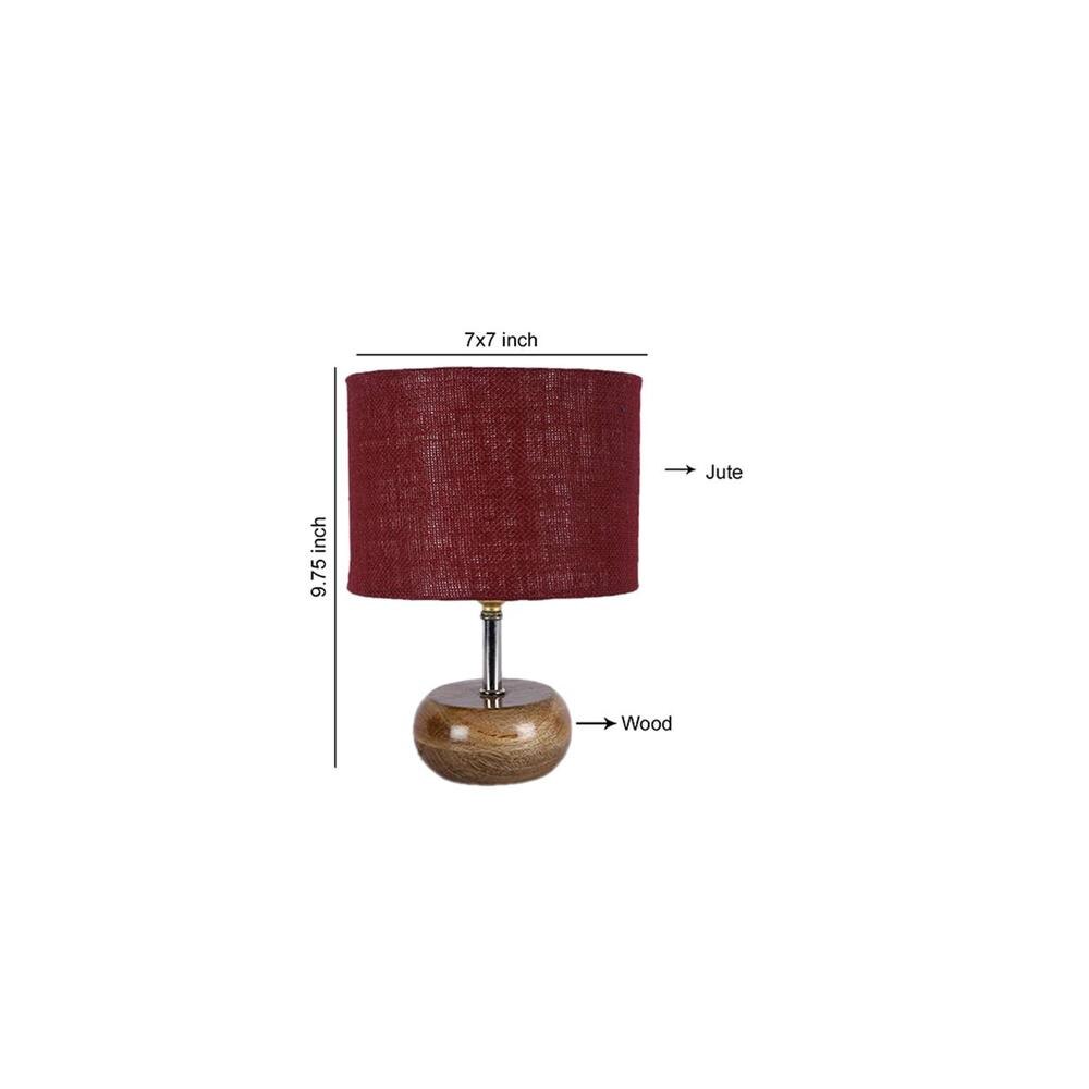 Molly Maroon jute & solid wood table lamp
