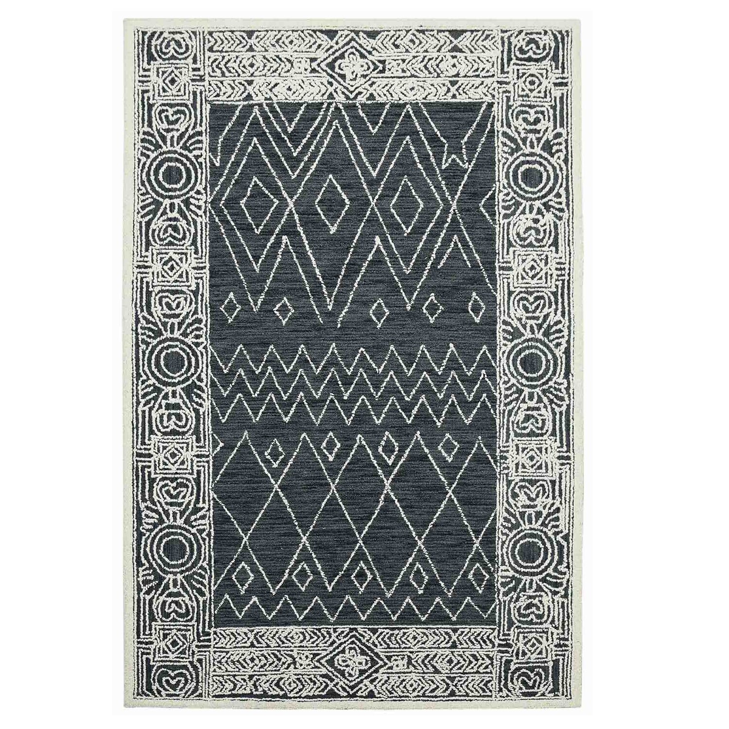 Tarragon Charcoal Solid Woven Wool 8X5 Feet Carpet