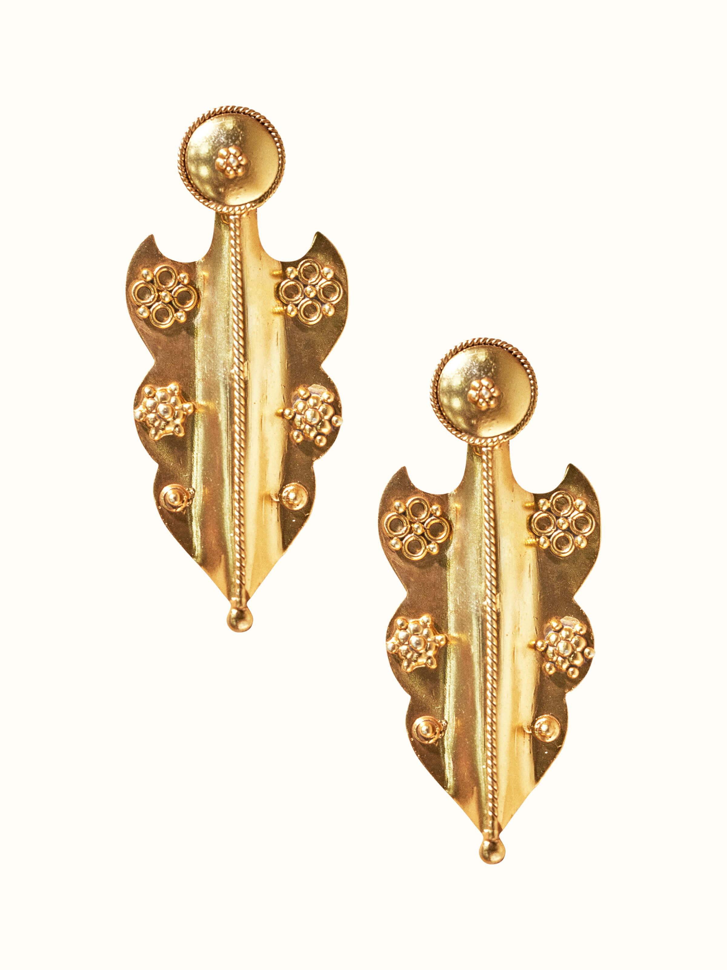 Front view of Silver Smithing Drop Earrings with a polished, sophisticated design.