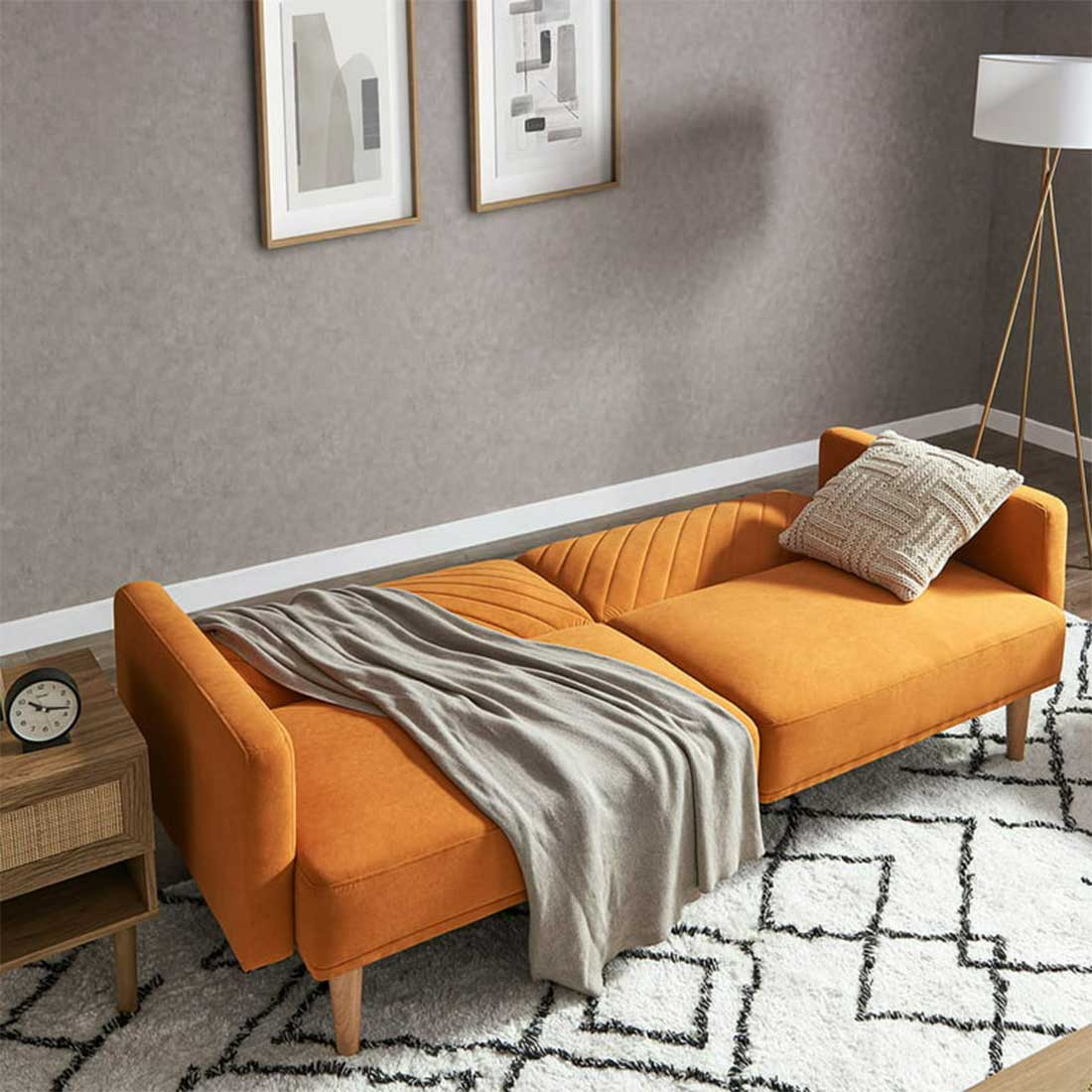Versatile 3 Seater Sofa Cum Bed In Orange Color