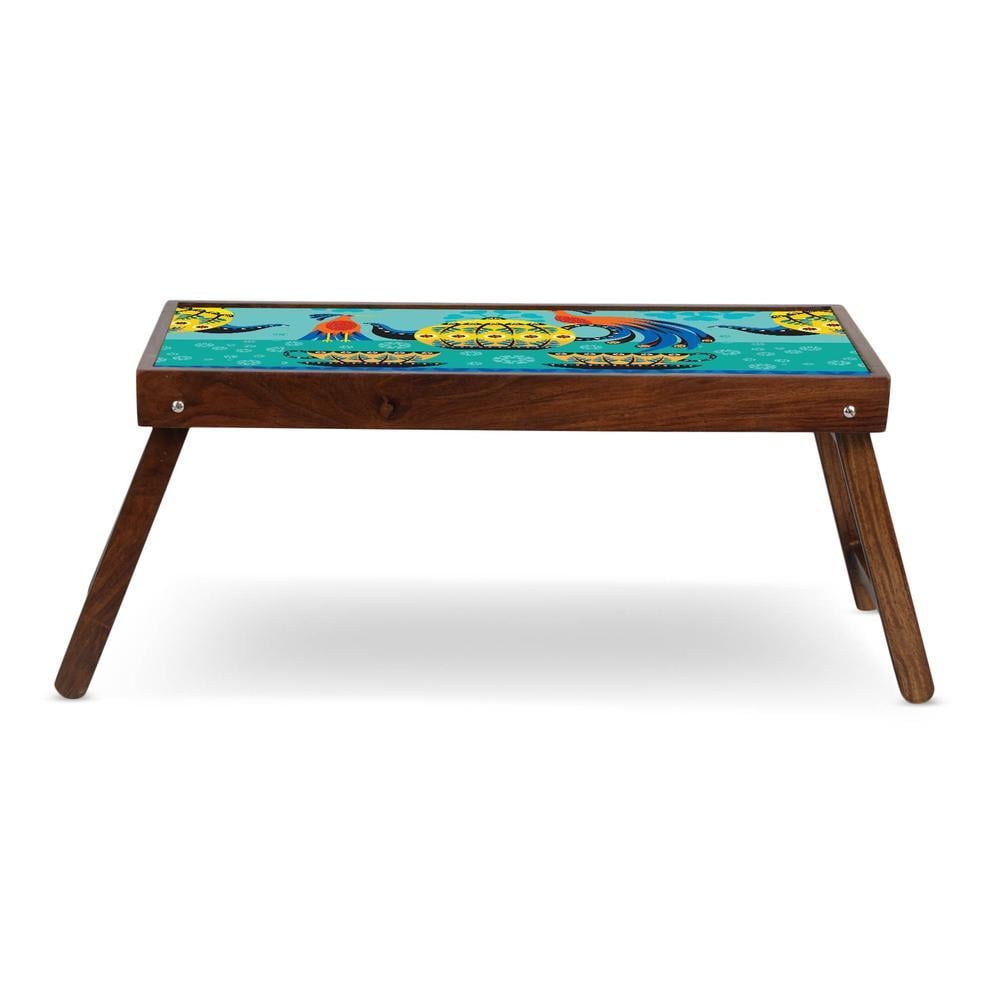 Globally Indian Solid Wood Bookshelf and Serving Tray In Multicolour