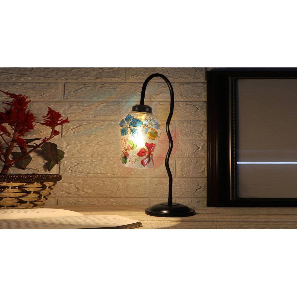 Multicolor Mosaic Glass Zig Zag Curvy Table lamp with Iron Base (EN09)