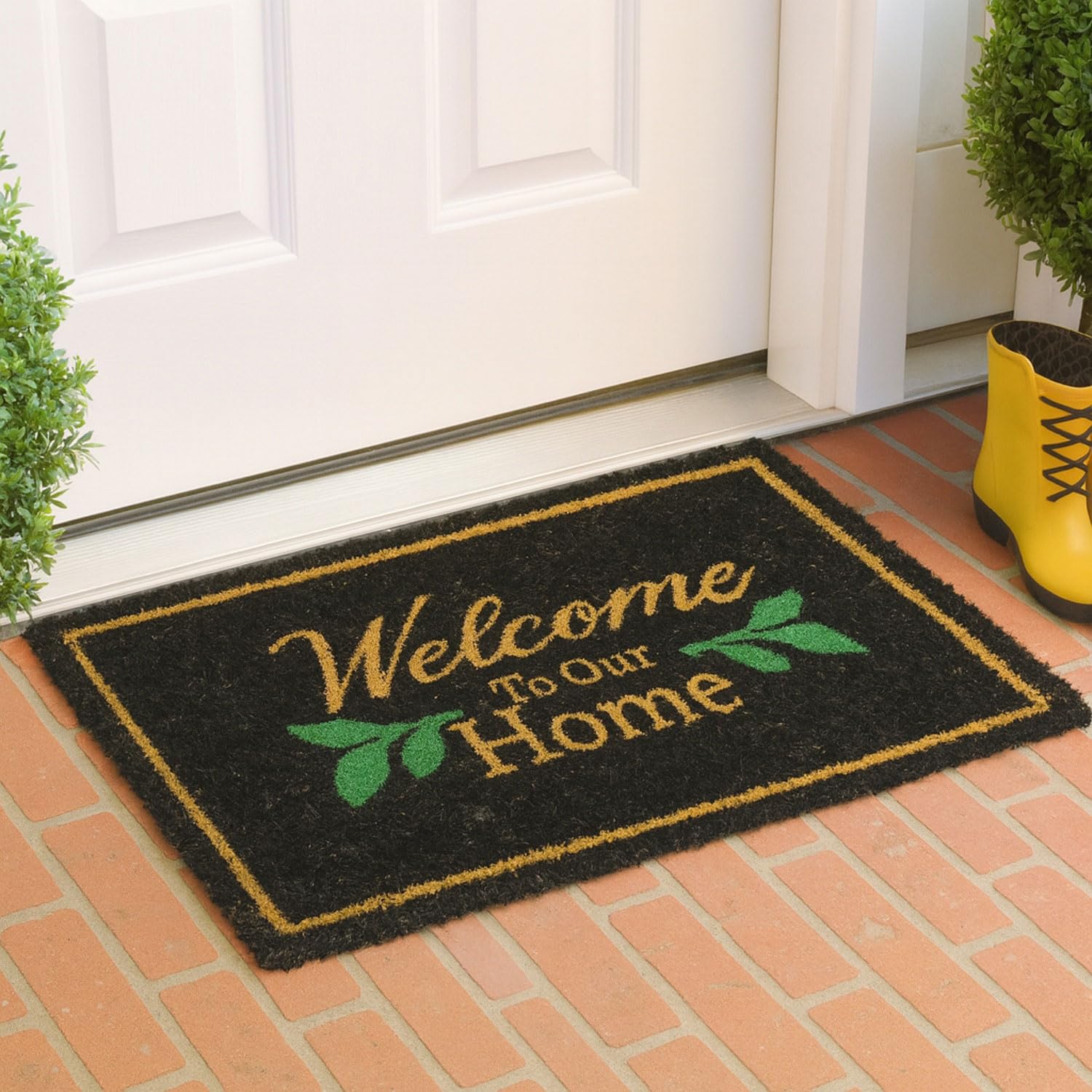 Luxe Home 100% Natural Coir Doormat Welcome to Our Home Print (71x45 cm)