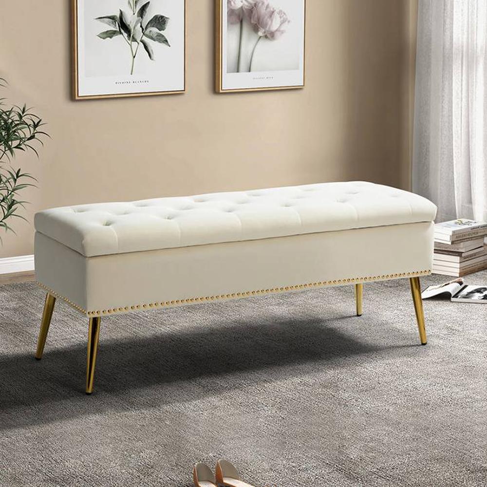 Kajana 2 Ottoman with Storage Color in Cream