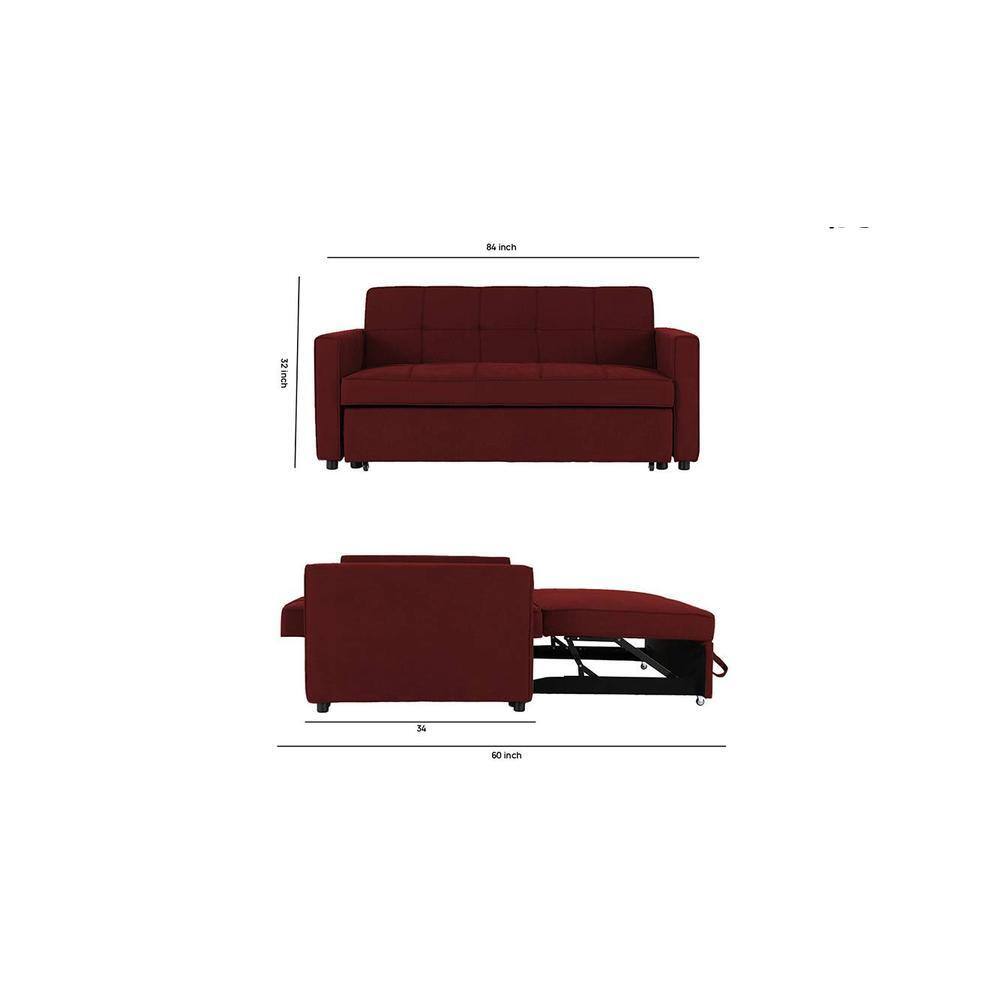 Medas 3 Pull Out Sofa Cum Bed In Maroon Colour