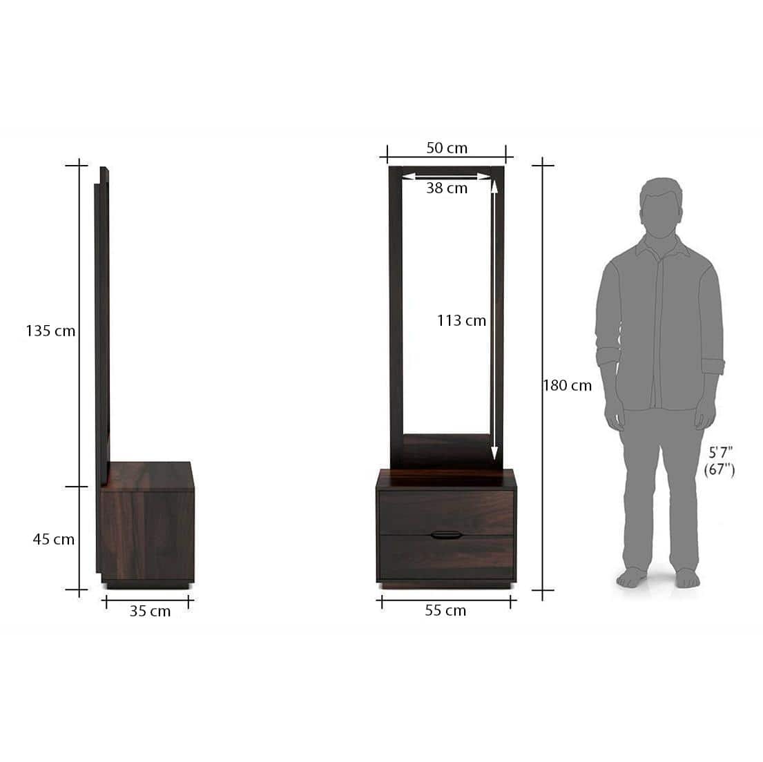 Zephyr Solid Wood Dressing Table in Mahogany Finish