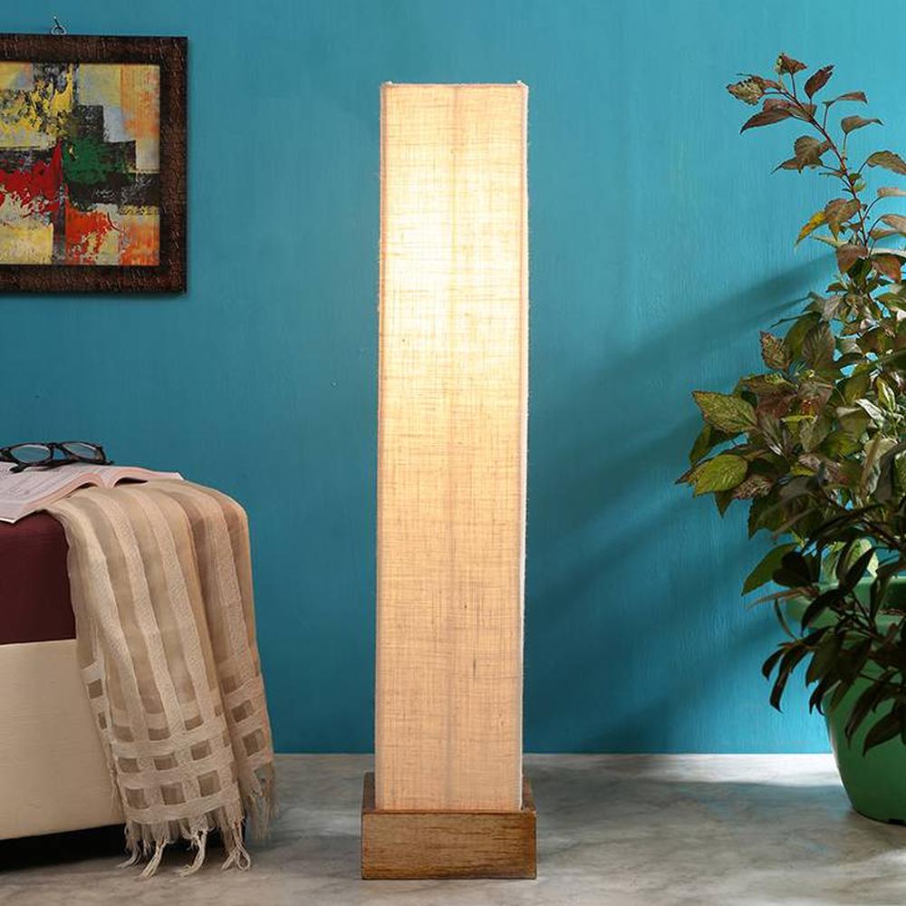 Chenoa White Cotton Shade Floor Lamp - Devansh