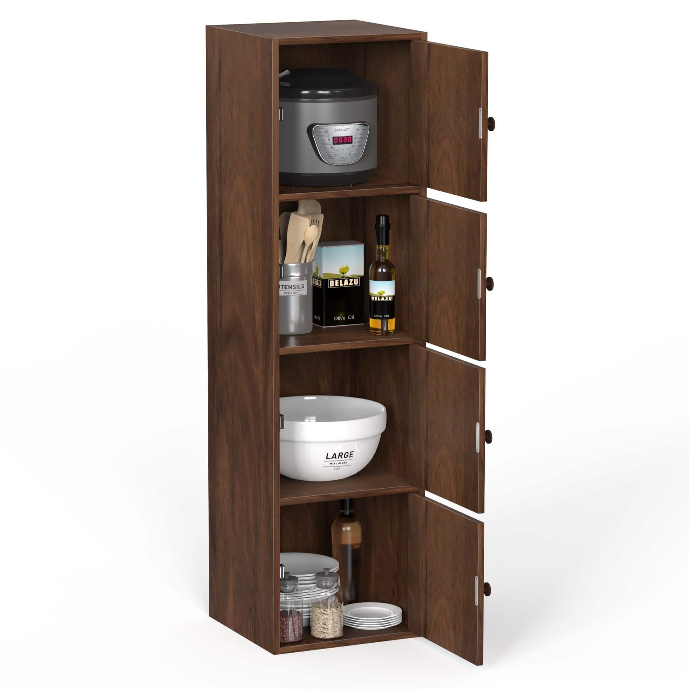 Calcio 4-Tier Engineered Wood Wardrobe In Brown Maple Finish