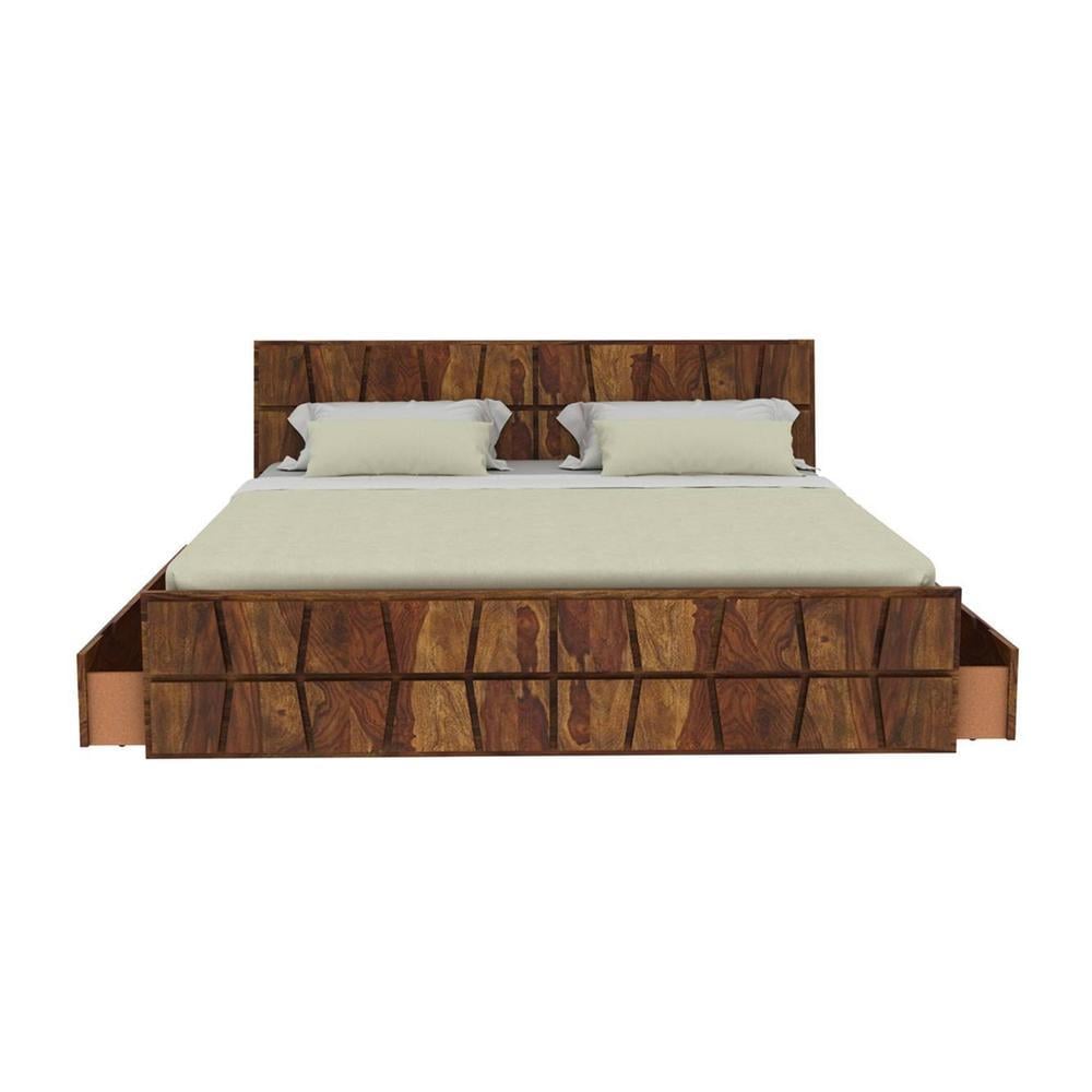 Hainan Platform Storage King Bed In Brown Finish