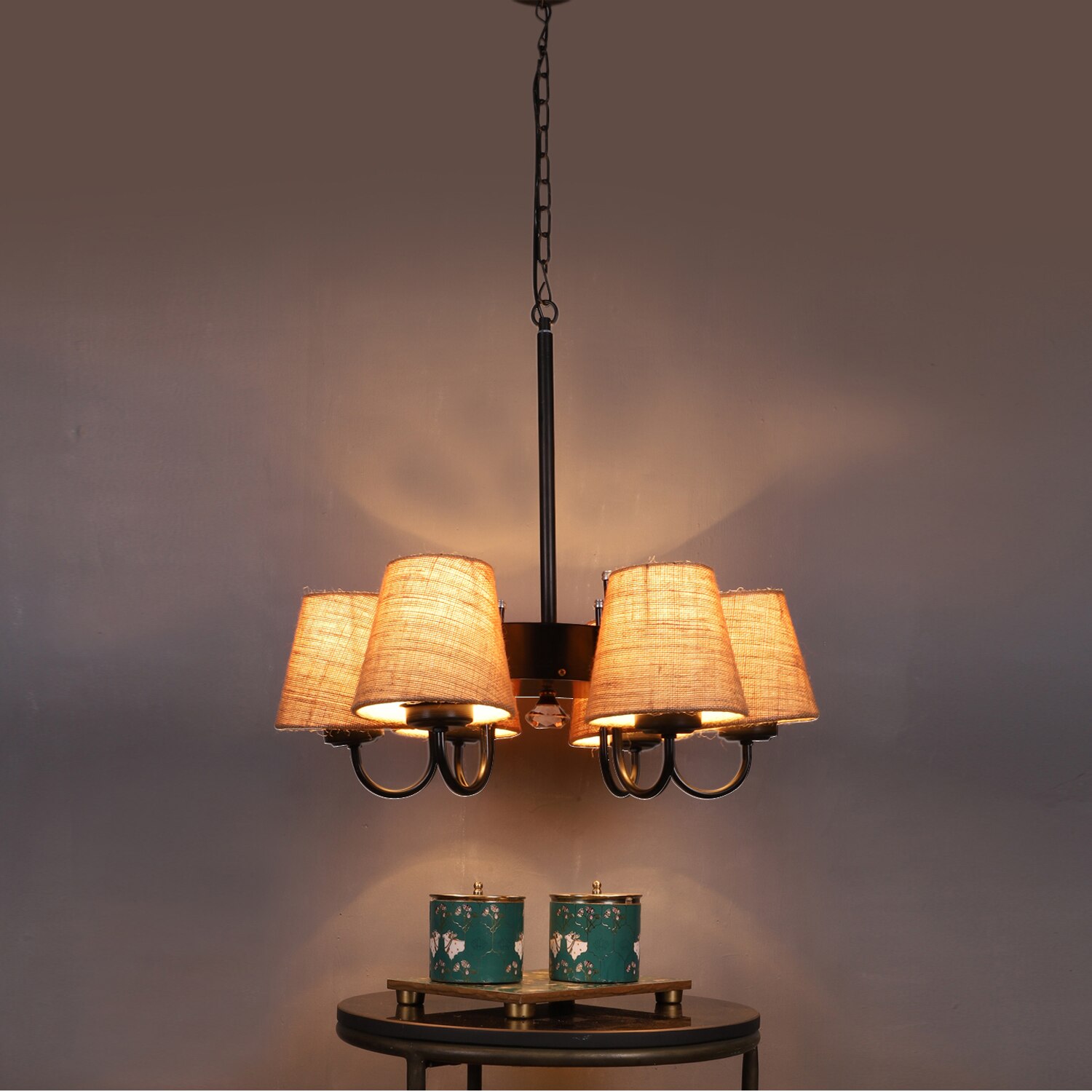 Devansh Black Wall Mounted Lamp With Off-White Cotton Shade