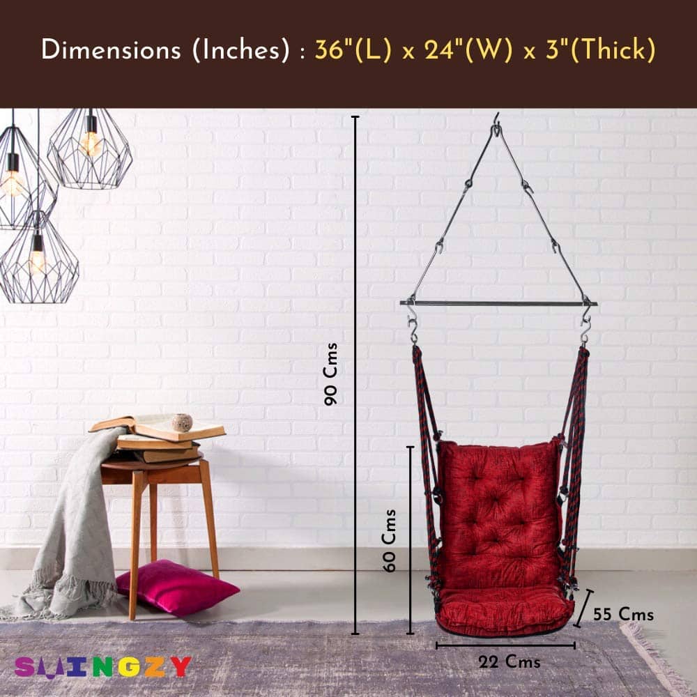 Swingzy Soft Leather Velvet Hanging Swing Chair for Adults Cotton Red