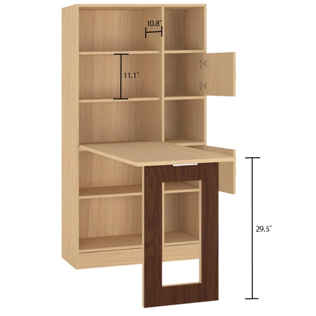 Aura Folding Study Desk cum Large Bookshelf in Canadian Maple Coffee Walnut Colour