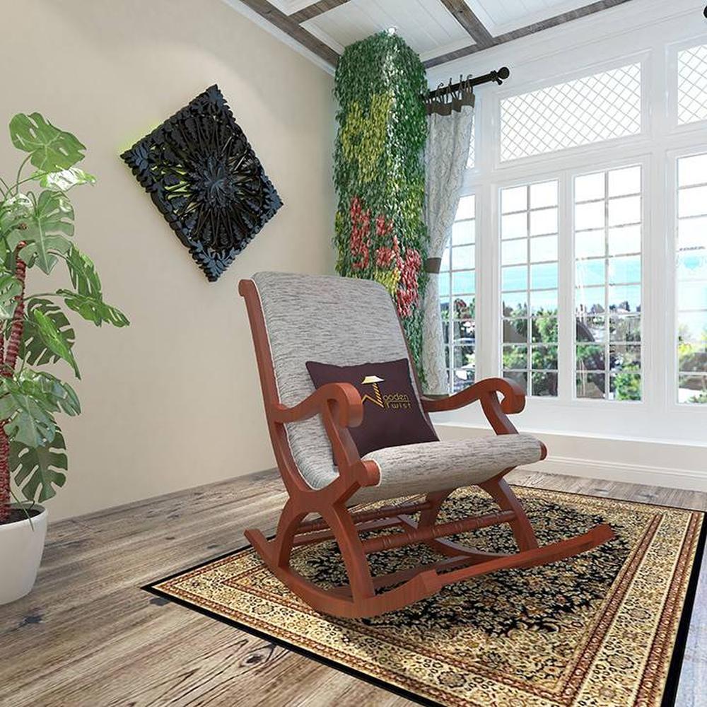 Teree Solid Wood Rocking Chair in Grey Colour