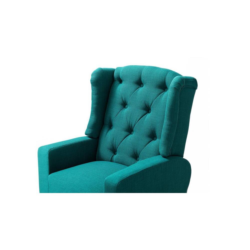 Louis Solid Wood One Seater Manual Recliner in Blue Colour