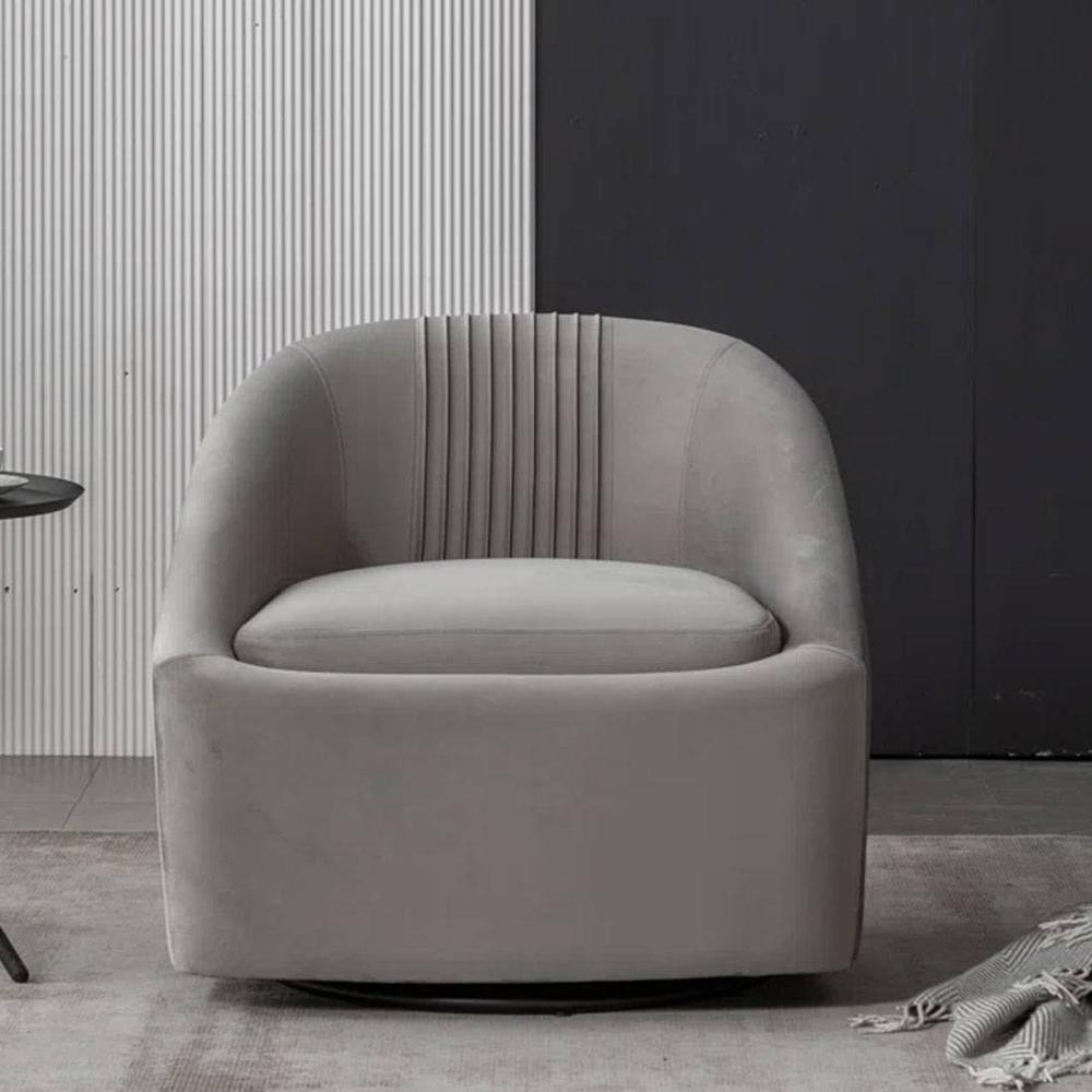 Chrishun Solid Wood Accent Chair in Grey Colour