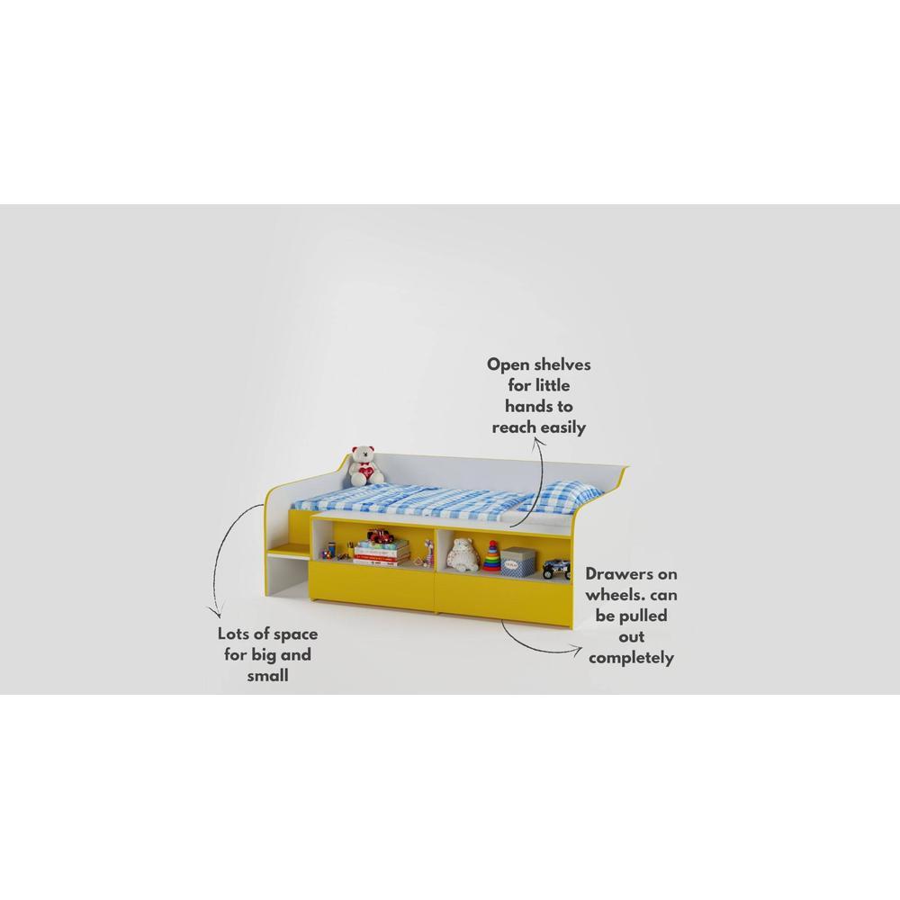Bumblebee Engineered Wood Box Storage Bed in Yellow Colour