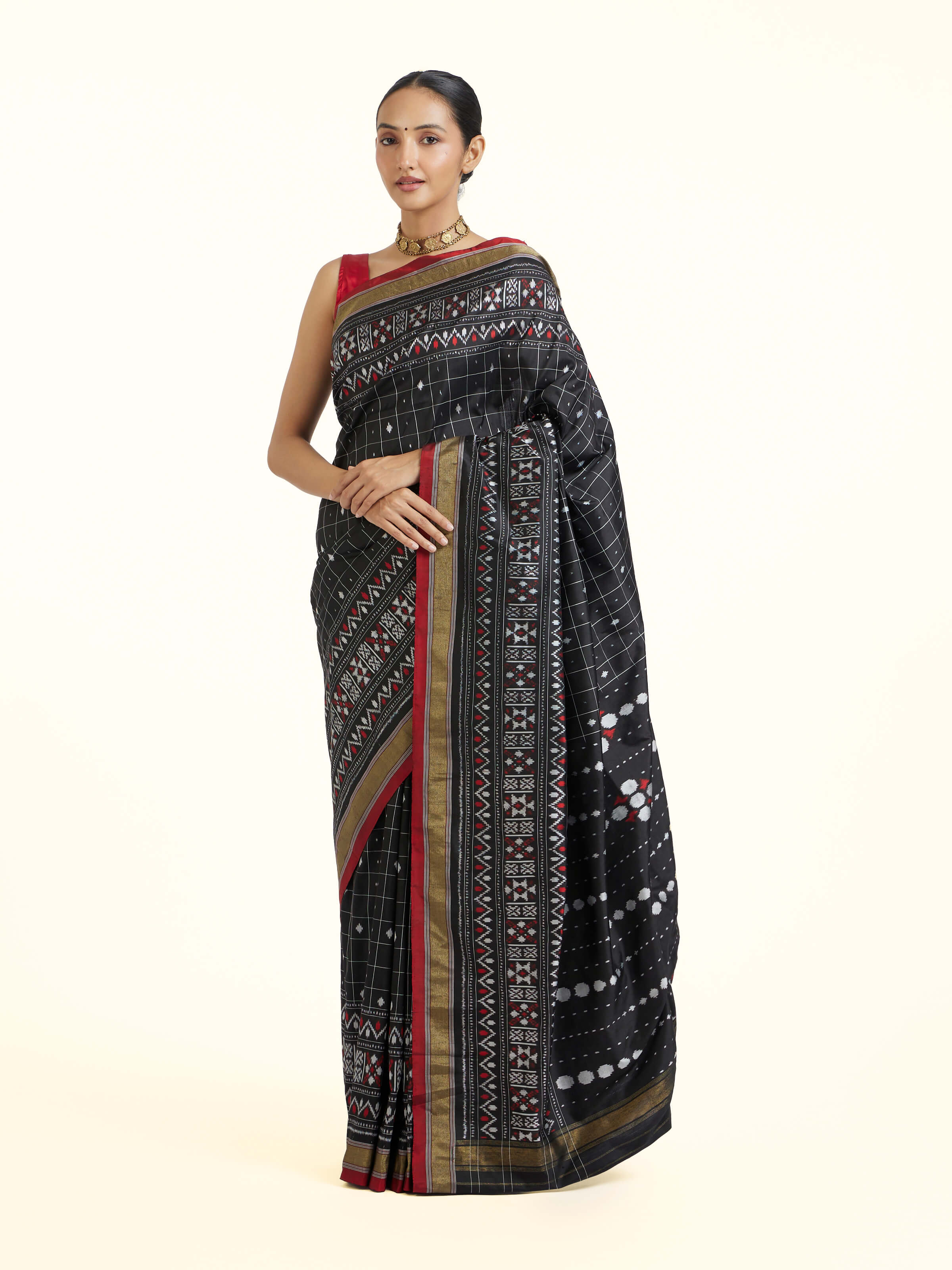 Black Pochampally Single Ikat Saree