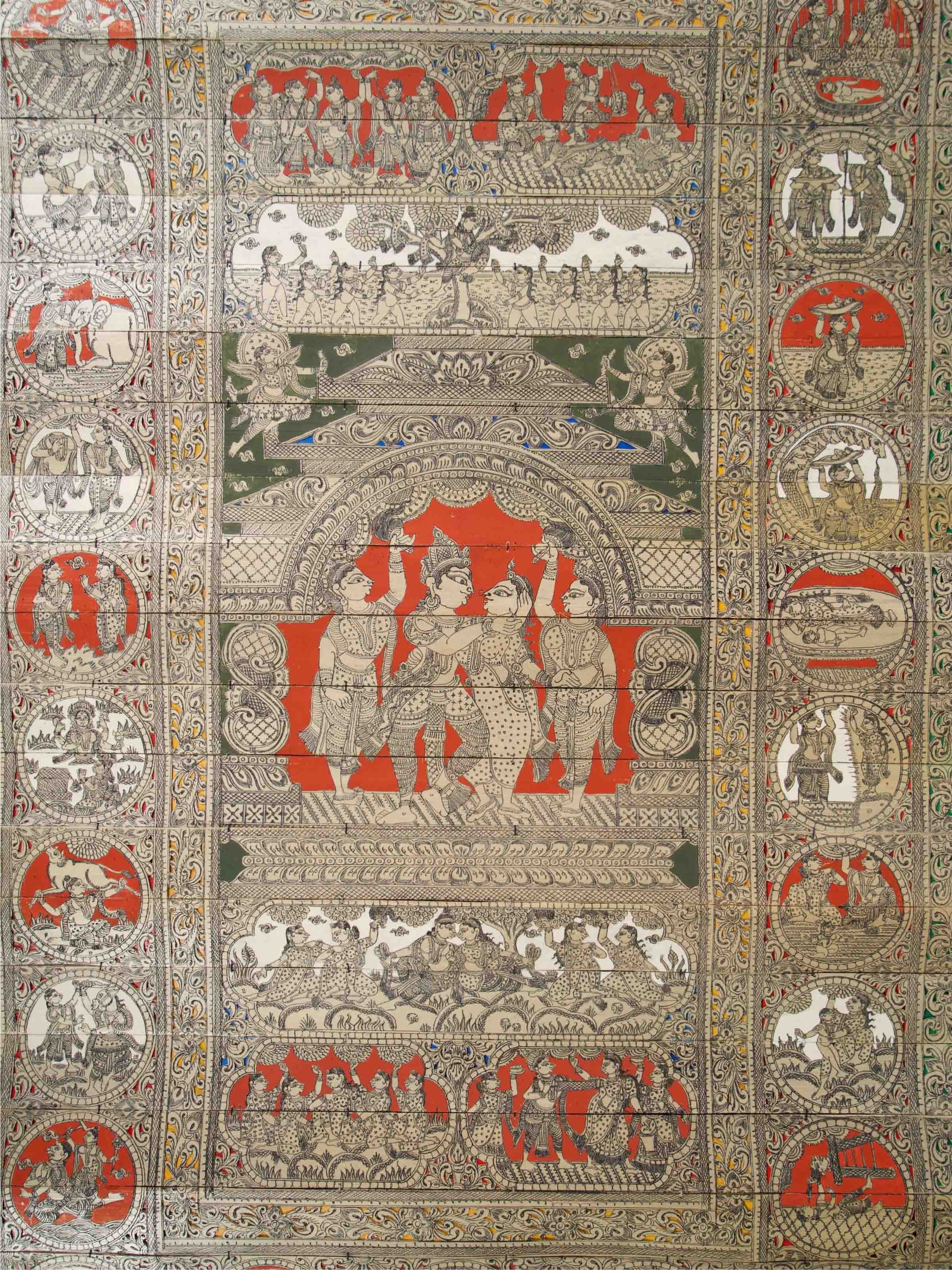 Krishna Leela Palm Leaf Engraving