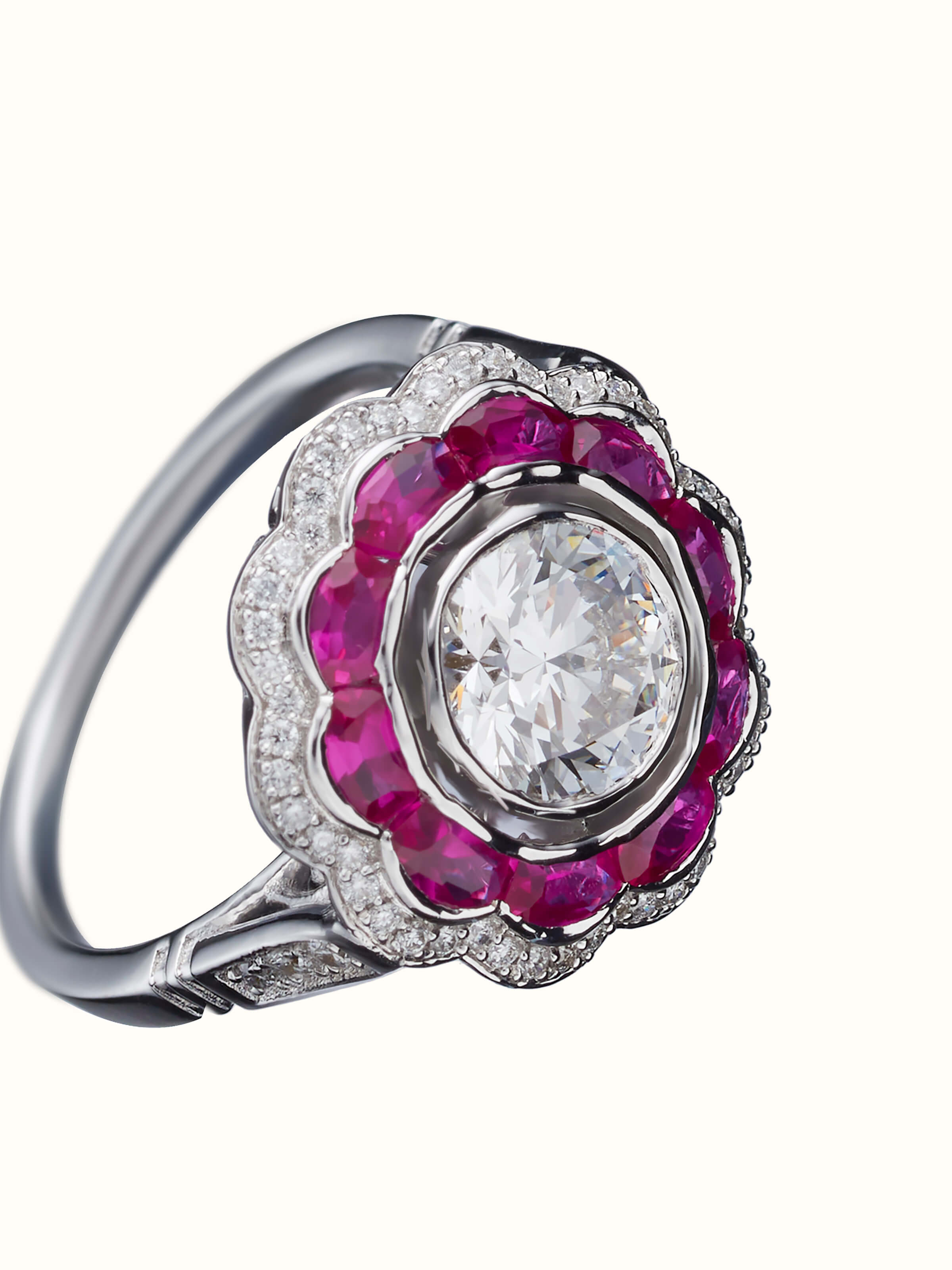 angled view of open setting 14 karat gold ring