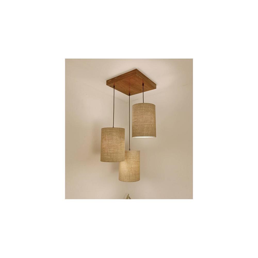 Elementary Brown Solid Wood Cluster Hanging Light
