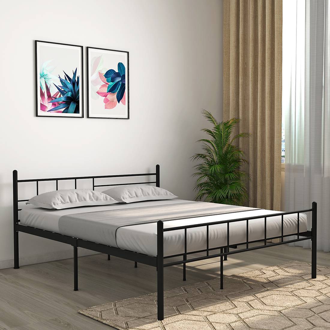 Weaver Metal Queen Size Bed In Black Finish