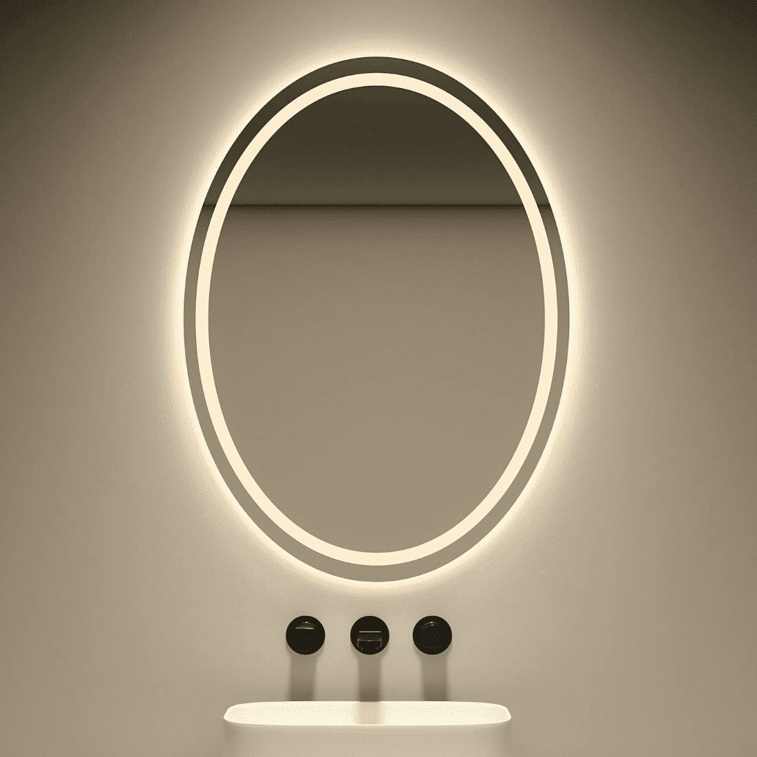 Oval Shape Lighted LED Mirror Modern Vanity Mirror