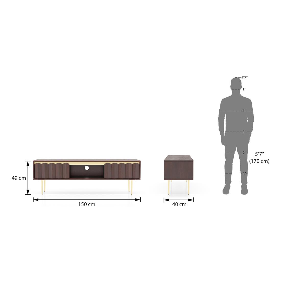 Keoni Solid Wood Free Standing TV Unit in Claret Mahogany Finish