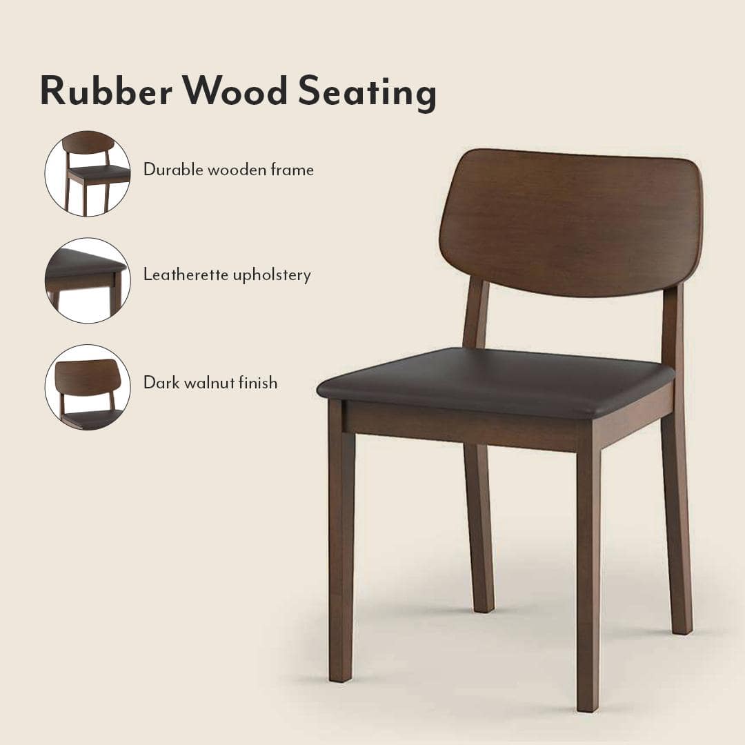 Diner - Lawson 4 Seater Dining Table Set (Colour- Dark Brown, Finish- Dark Walnut)