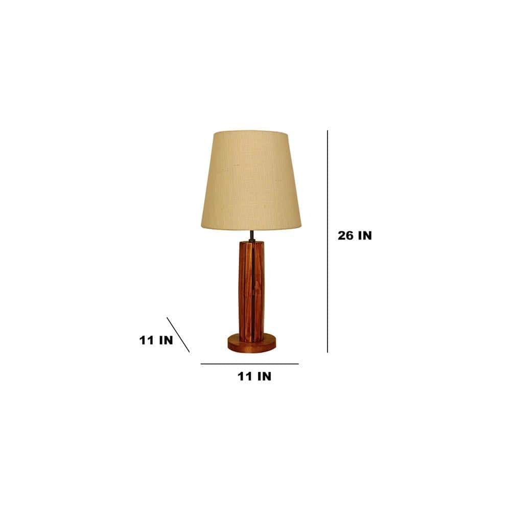 TallBoy Wooden Table Lamp with Brown Base and Premium White Fabric Lampshade